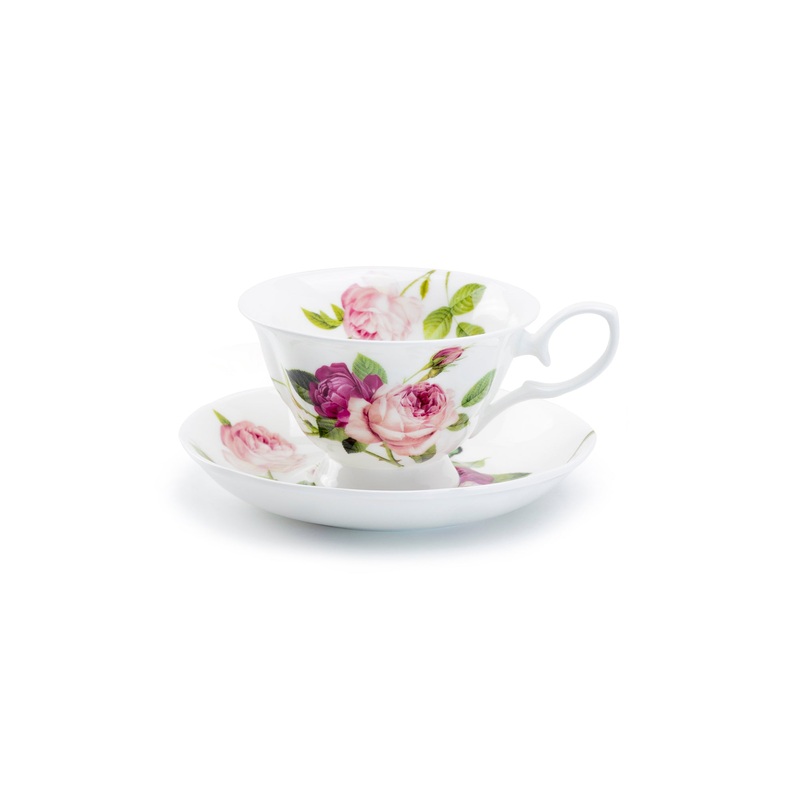 Kensington Pink Rose Bone China Tea Cup and Saucer