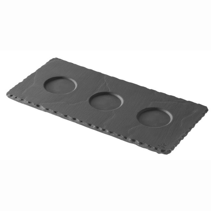 Revol Basalt Rectangular Tray with 3 Indents – 9.75″ x 4.75″ x 0.25″ – Slate