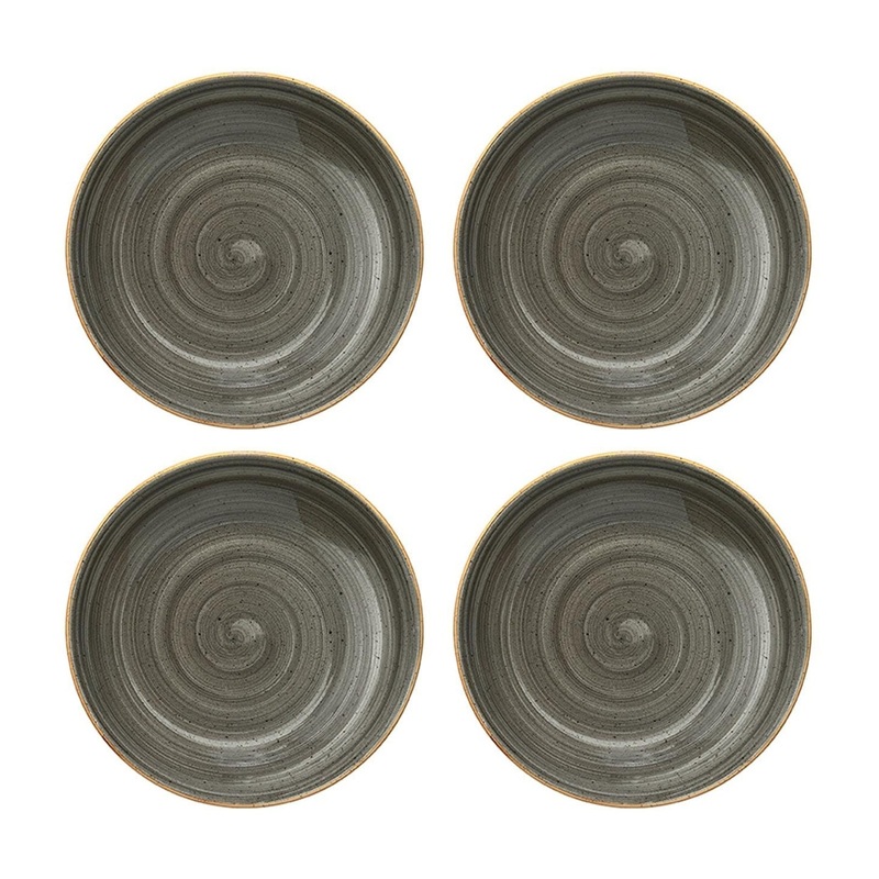 Space dia.8″ h:1.5″ 17 oz. Round Grey Porcelain Bowl (Set of 4)
