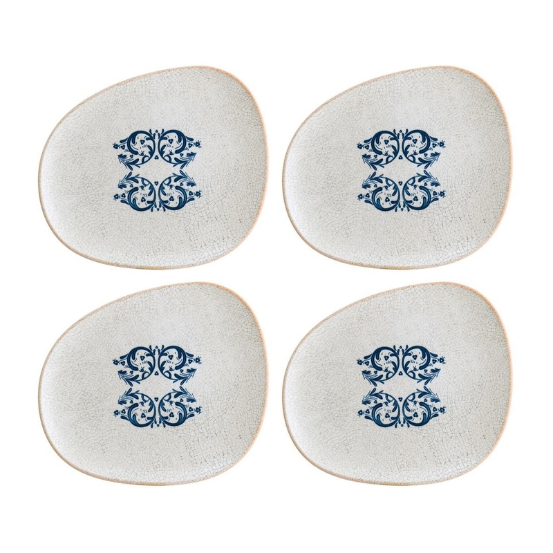 Viento 9.5″ x 7.5″ Organic Decorated Porcelain Plate (Set of 4)