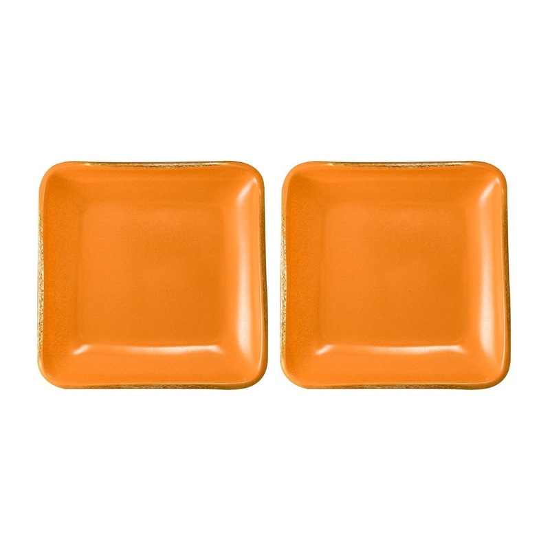 Glass Dinnerware 5.75″ x 5.75″ Square Turmeric Glass Plate (Set of 2)