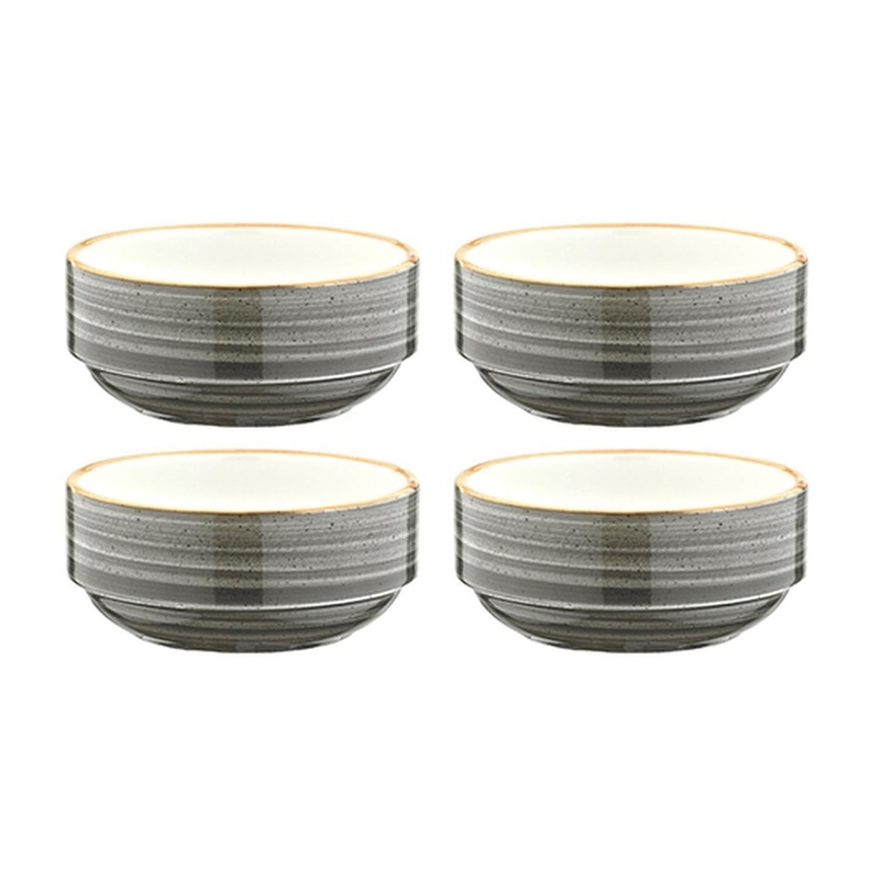 Space dia.3″ h:1.5″ 4 oz. Round Grey Porcelain Ramekin (Set of 4)