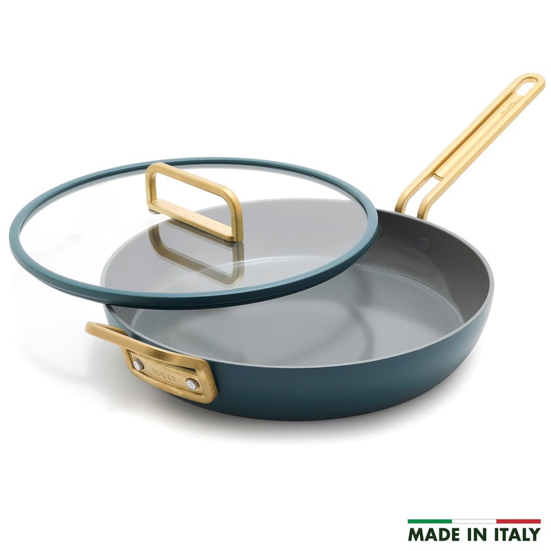 Stanley Tucci Ceramic Nonstick 12″ Frypan with Lid | Venetian Teal