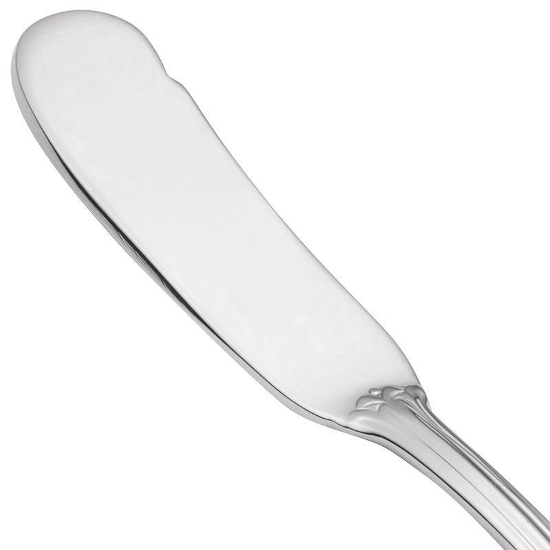 Walco 9510 Sentry 6 13/16″ 18/10 Stainless Steel Extra Heavy Weight Flat Handle Butter Spreader – 12/Pack