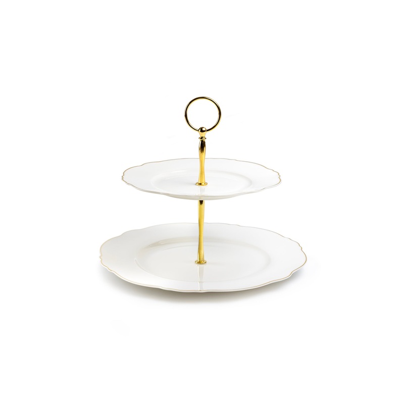 White Gold Duchess Fine Porcelain 2-Tier Server