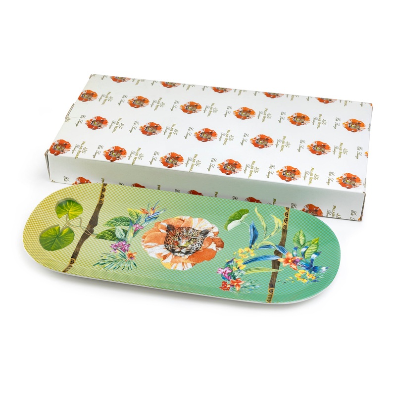 16.5″ Summer Savanna Leopard Fine Porcelain Oval Serving Platter with Gift Box