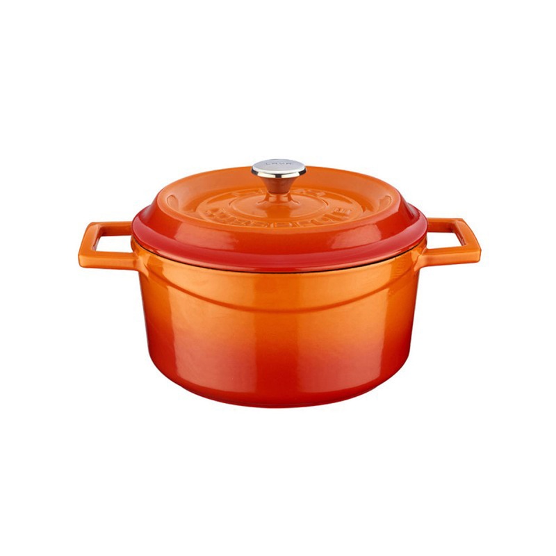 Cast Iron dia.7.75″ h:4″ 3 qt. Round Orange Cast Iron Dutch Oven