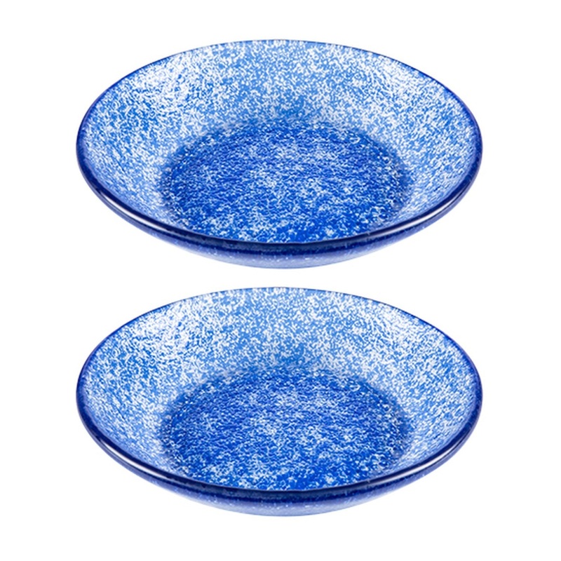 Glass Dinnerware dia.5.5″ h:1.25″ 8 oz. Round Blue Glass Bowl (Set of 2)