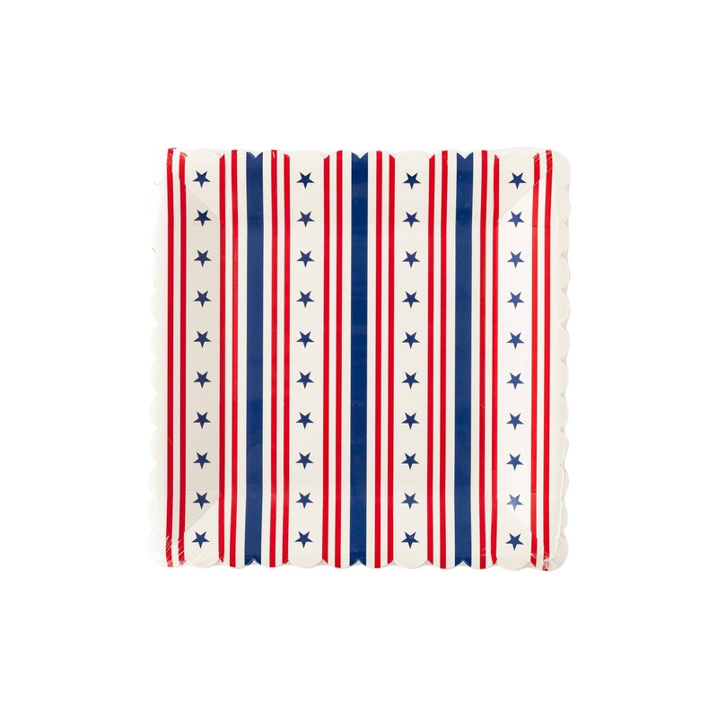 Stripe Square Scallop Paper Plate