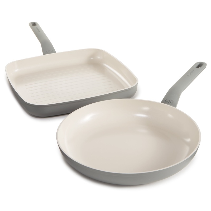BergHOFF Balance 2Pc Nonstick Ceramic Specialty Cookware Set, Recycled Aluminum, CeraGreen, Moonmist