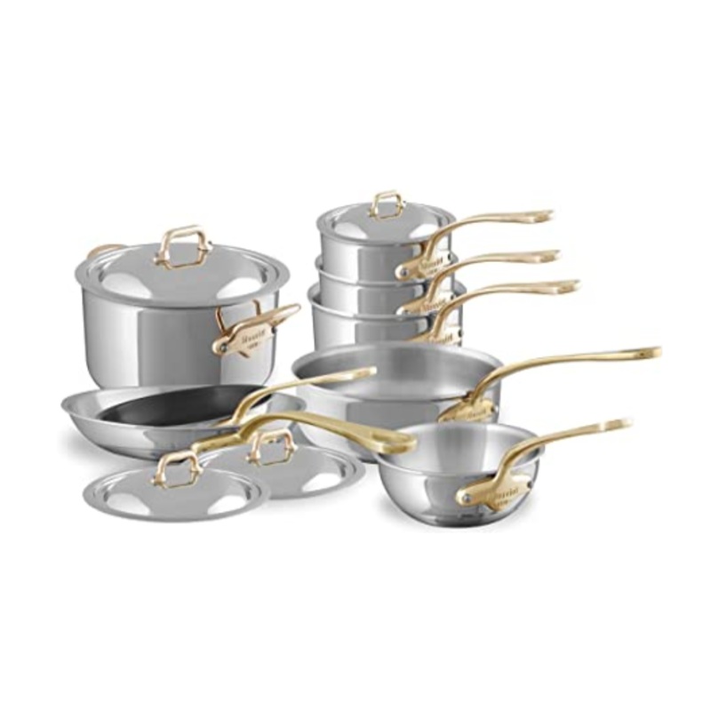 Mauviel M’COOK B 5-Ply 12-Piece Cookware Set With Brass Handles