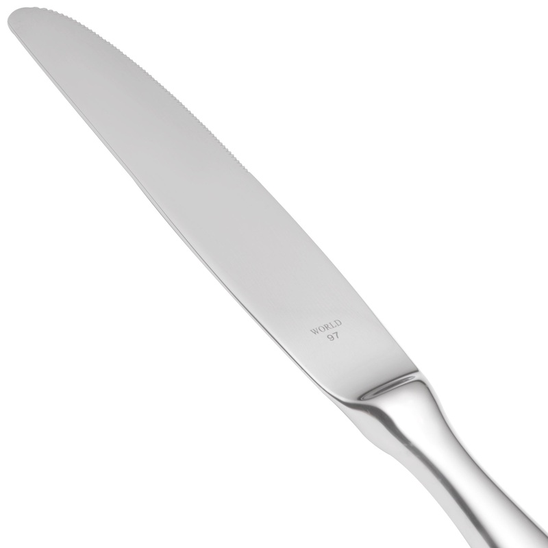 World Tableware 213 2701 Baguette 9 3/4″ 18/0 Stainless Steel Heavy Weight Serrated Hollow Handle Dinner Knife – 12/Pack