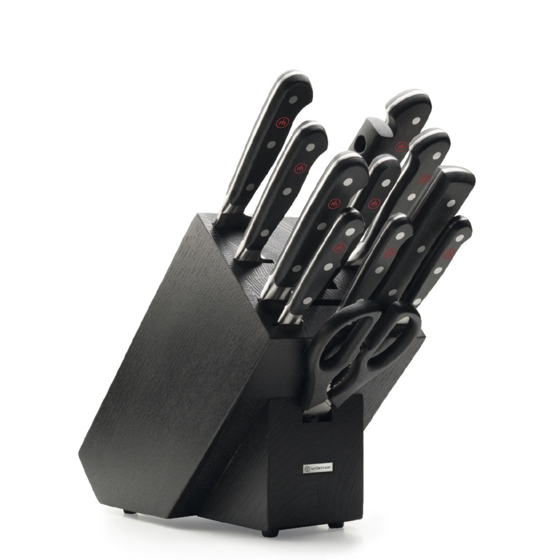 Wusthof Classic – 13 Pc. Knife Block Set, Black Ash Wood