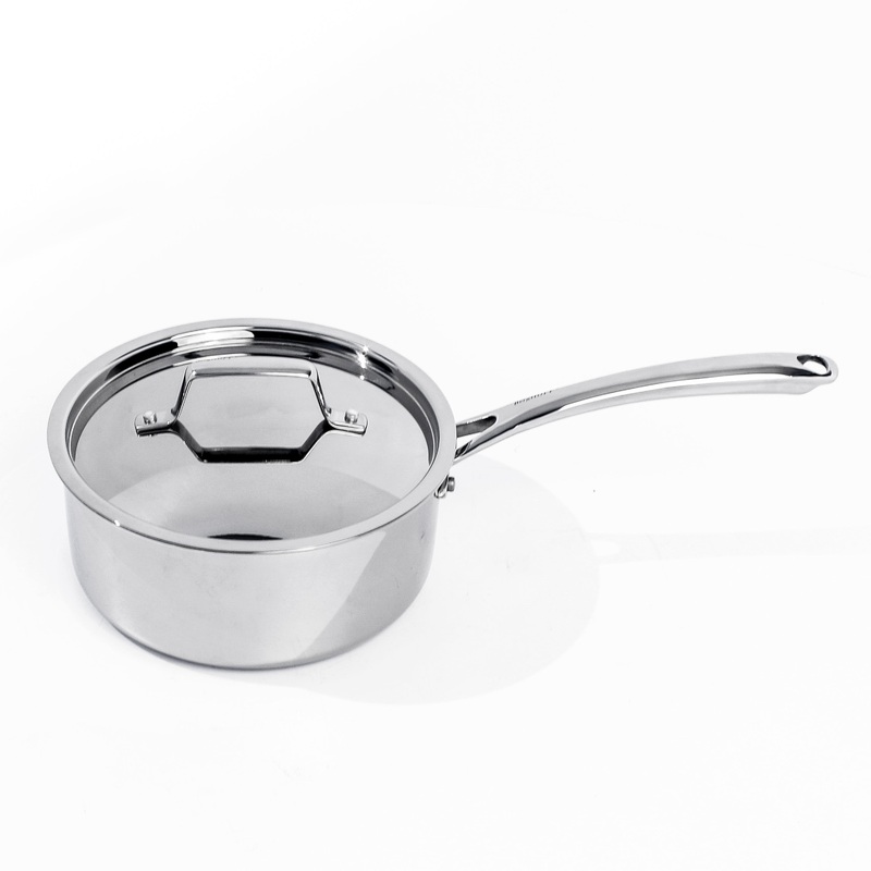 BergHOFF Professional Tri-Ply 18/10 Stainless Steel 8″ Saucepan with SS Lid, 3.3qt.
