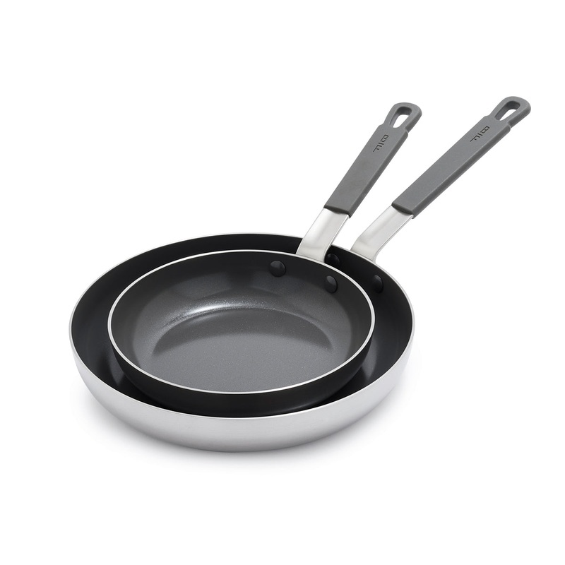 Bobby Flay by GreenPan PFAS-Free Nonstick Stainless Steel 8″ and 10″ Frypan Set