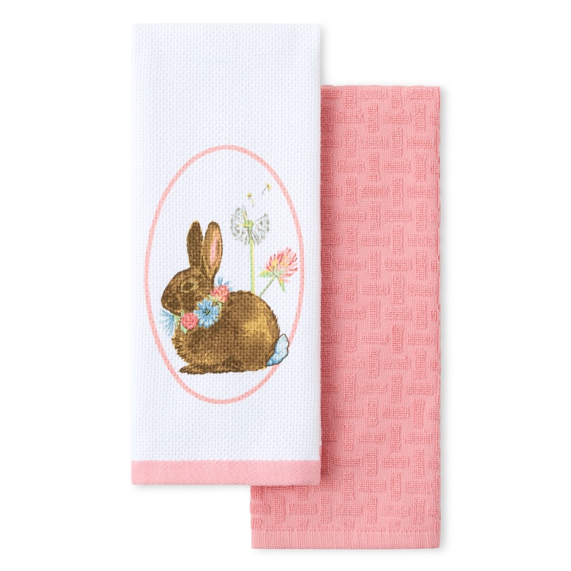 Breezy Floral Easter Bunny Kitchen Towels 2-Pack Set