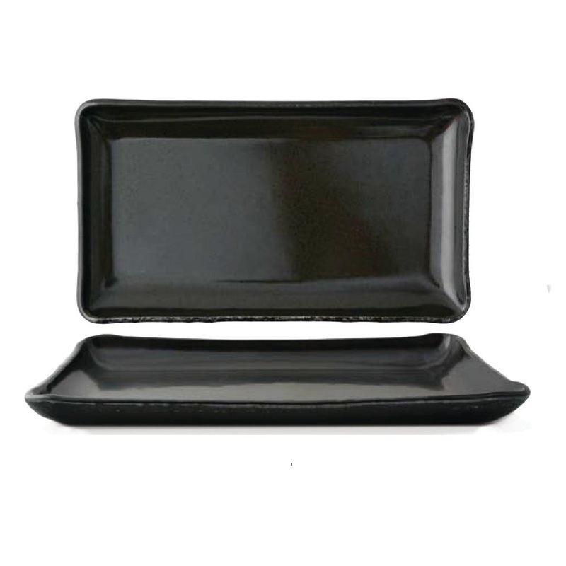 Glass Dinnerware 12.25″ x 6″ x h:1″ Rectangular Grey Glass Platter