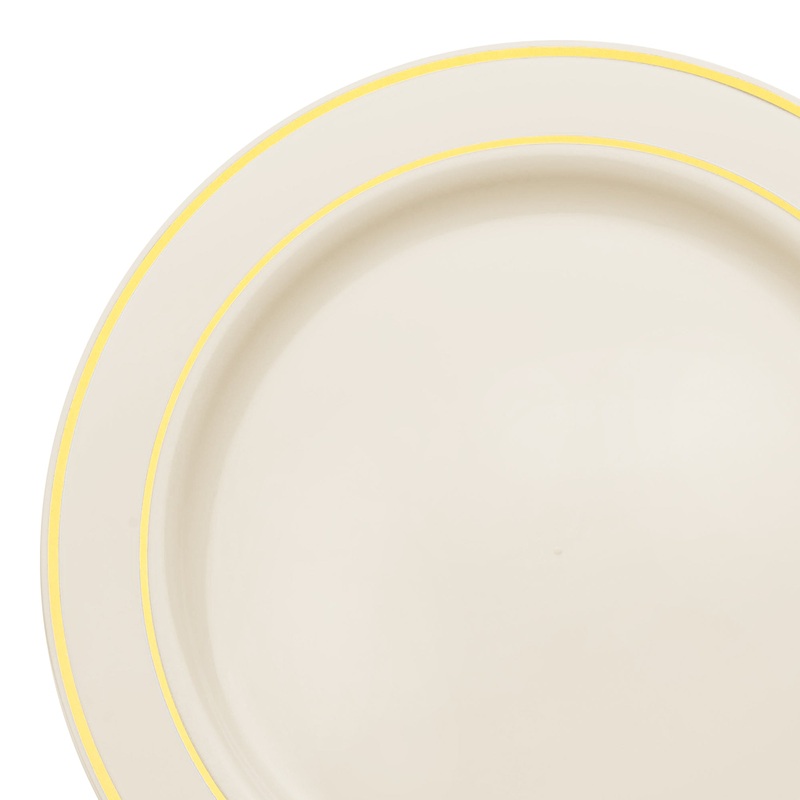 Ivory with Gold Edge Rim Plastic Appetizer/Salad Plates (7.5″)