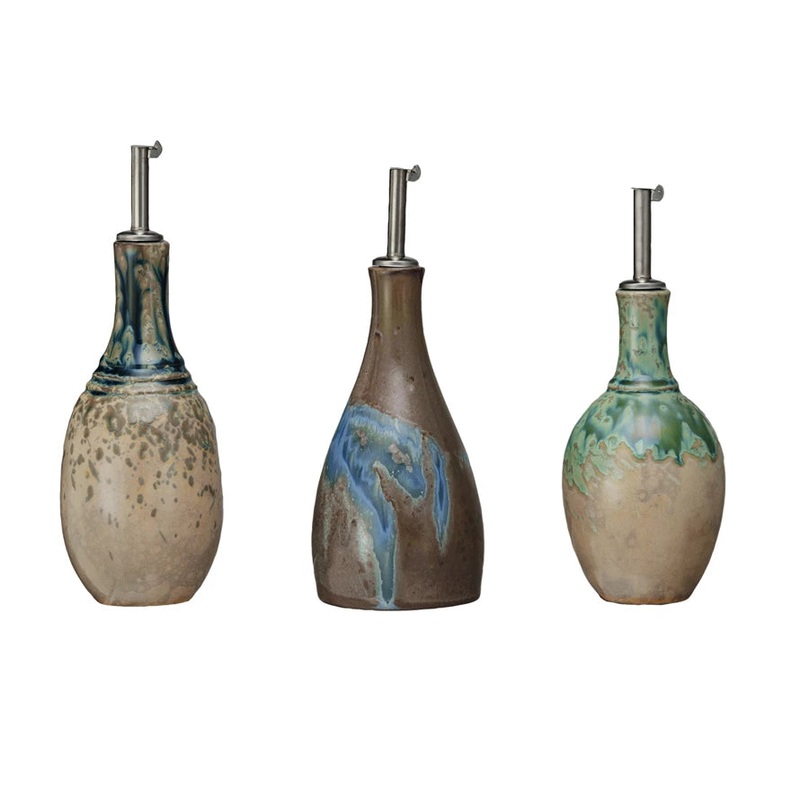Stoneware Oil Cruet, 10 oz 3 Styles