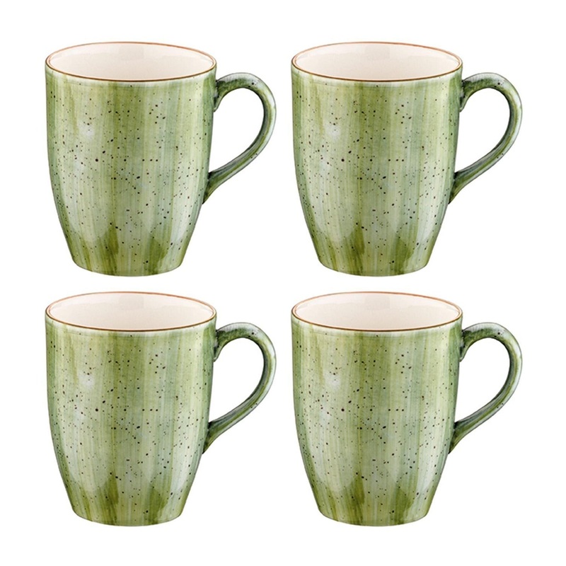 Therapy dia.3.25″ h:4.25″ 11 oz. Round Green Porcelain Mug (Set of 4)