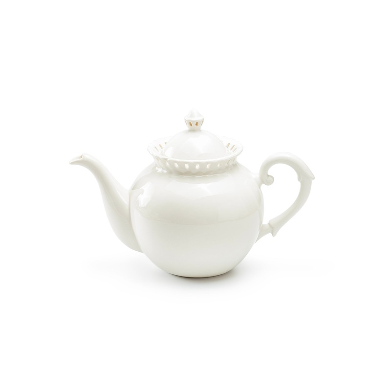 White Heirloom Fine Porcelain Teapot