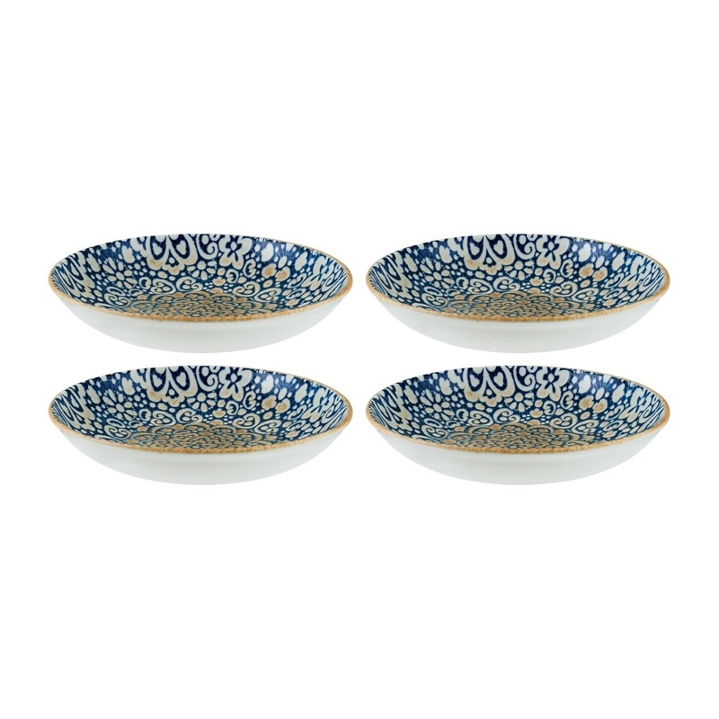 Alhambra dia.9″ h:2″ 34 oz. Round Decorated Porcelain Bowl (Set of 4)