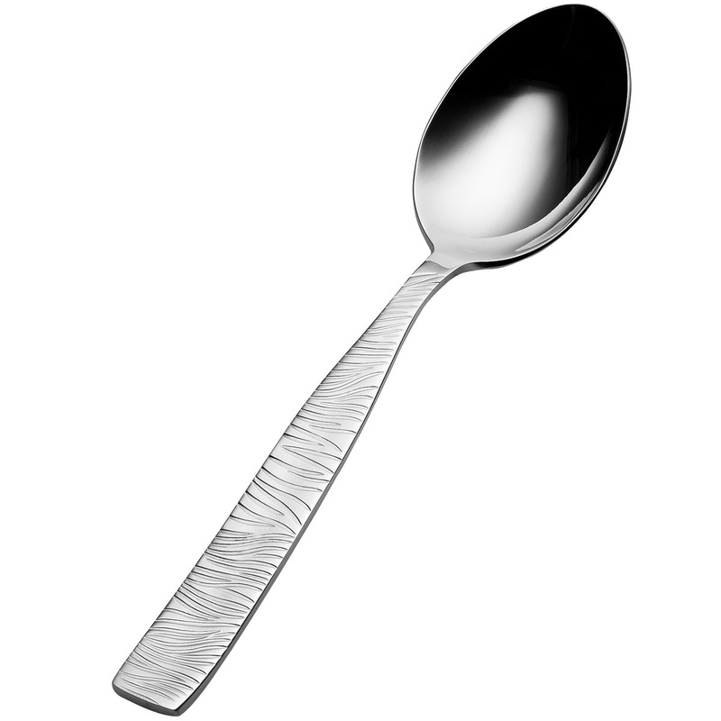 Bon Chef S2903 Safari 7 3/16″ 18/10 Stainless Steel Soup / Dessert Spoon – 12/Pack