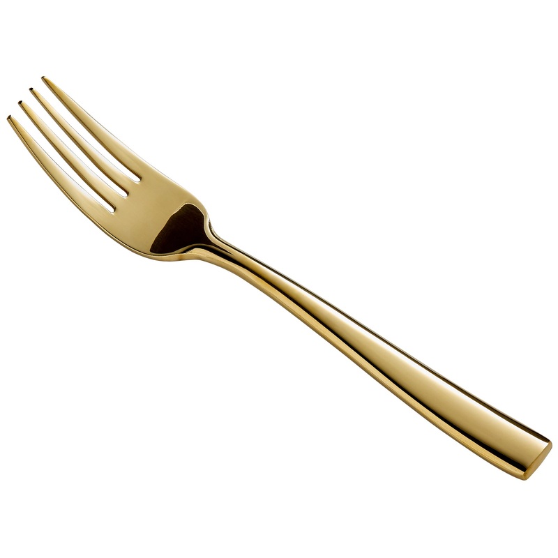 Bon Chef S3007G Manhattan 6 3/4″ 18/10 Extra Heavy Weight Gold Stainless Steel Salad Fork – 12/Pack