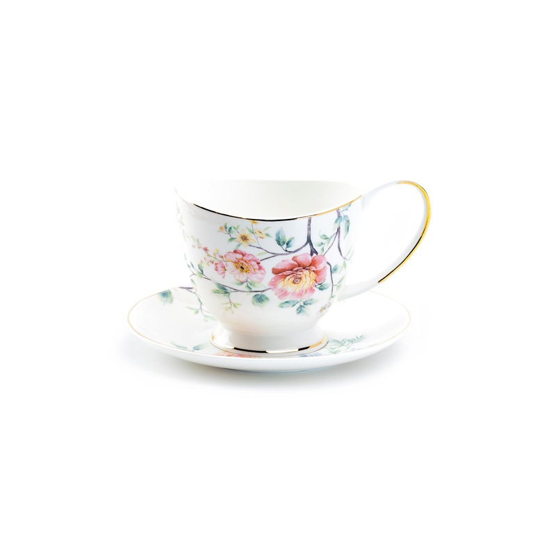 Pink Camellia Fine Porcelain Tea Cup and Saucer