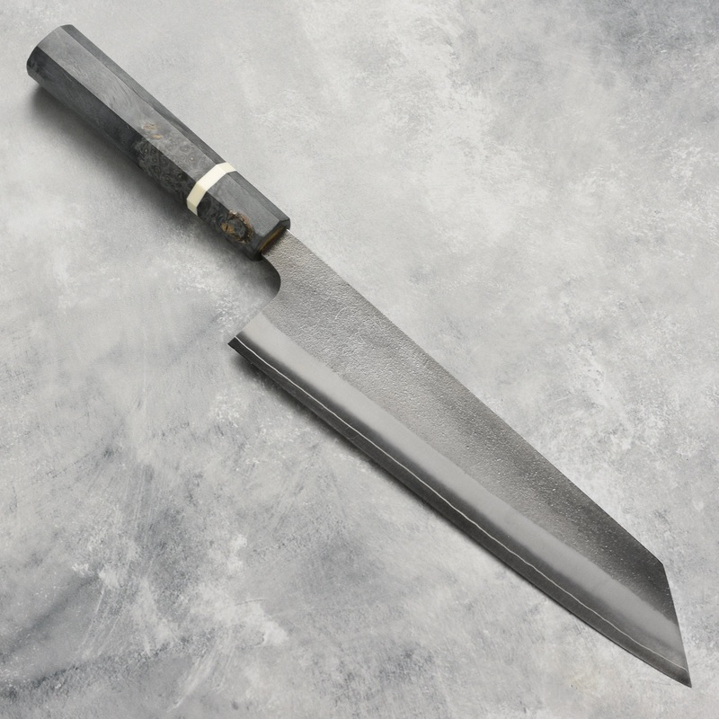 Yoshikane SKD Nashiji Stainless Clad 9.4″ Kiritsuke, Stabilized Birch