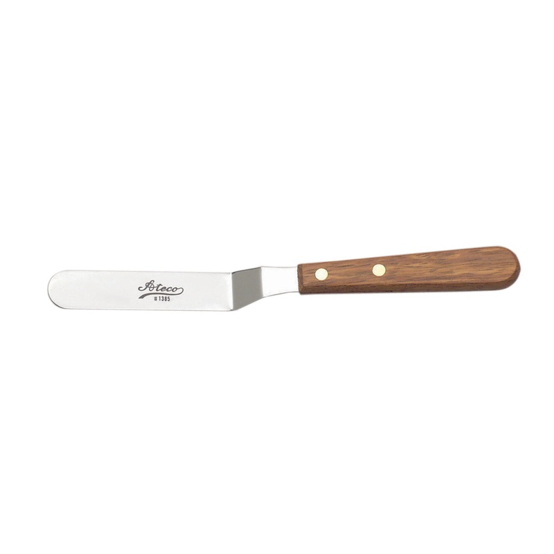 Ateco Natural Wood Small Sized Offset Icing Spatula, 4.5 Inch