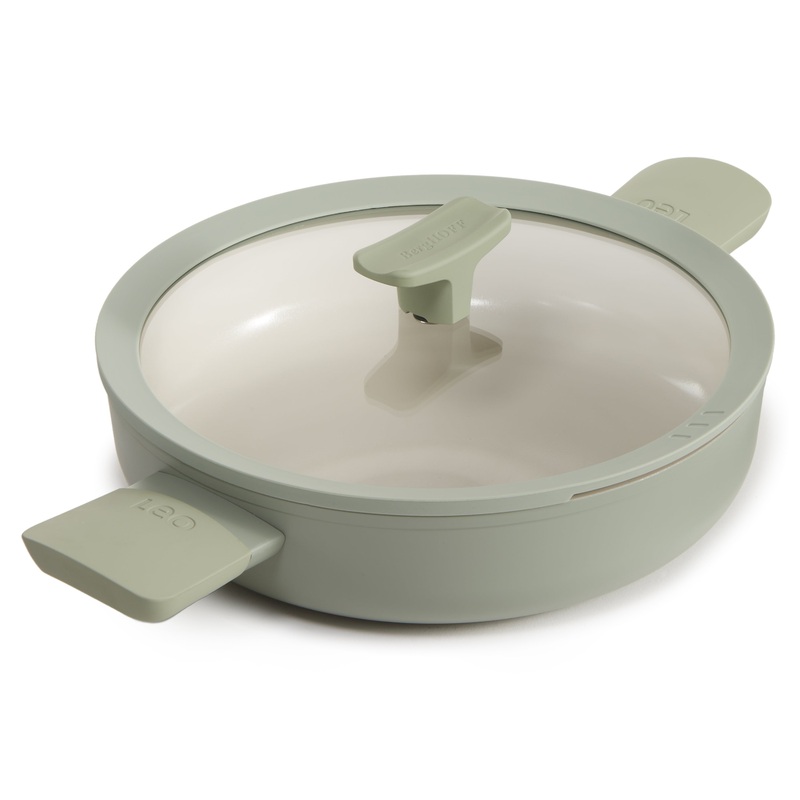 BergHOFF Balance Nonstick Ceramic Saut Pan 10.25″, 3.1qt. With Glass Lid, Recycled Aluminum, Sage