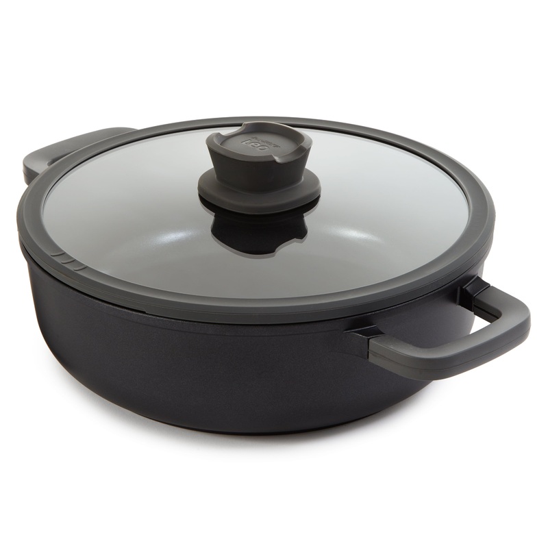 BergHOFF Leo Stone+ Nonstick Ceramic 11″ Saut Pan with Lid 2-handle Recycled, 5qt