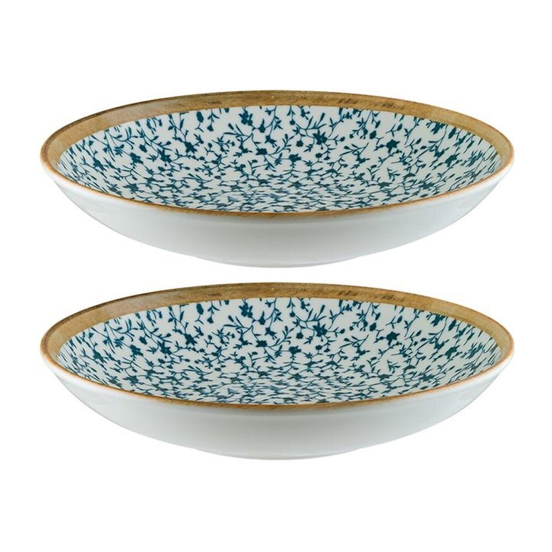 Calif dia.11″ h:2.5″ 57 oz. Round Decorated Porcelain Bowl (Set of 2)