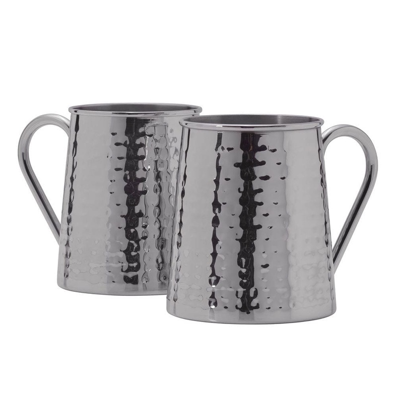 Drew and Jonathan Stainless Hammered Set of 2 Beer Mugs