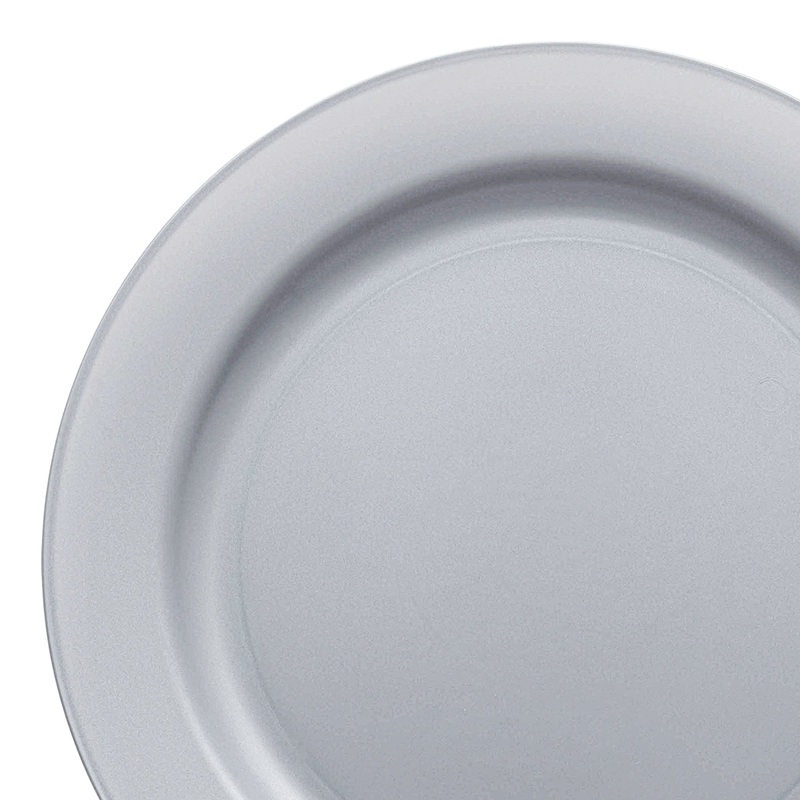 Matte Steel Gray Round Disposable Plastic Dinner Plates (10″)