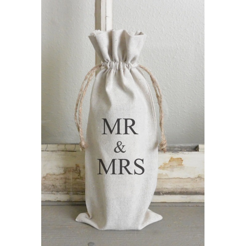 Porter Lane Home Mr. & Mrs. Wine Bag – White