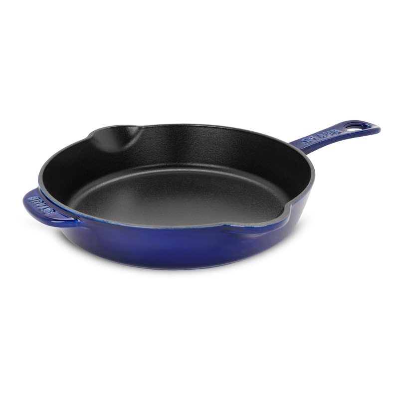 Staub 11″ Sapphire Blue Cast Iron Deep Traditional Skillet