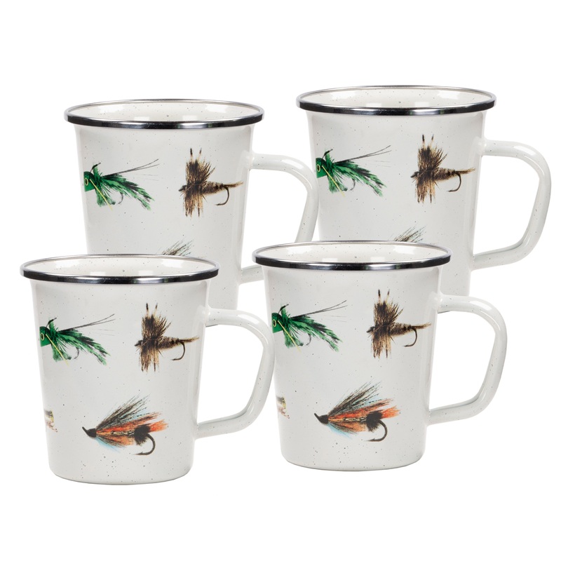 Fishing Fly 16 oz Latte Mugs- Set of 4