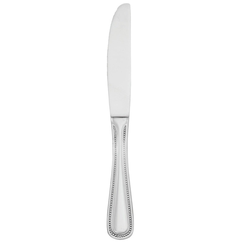 Walco 92451 Classic Bead 9 1/4″ 18/10 Stainless Steel Extra Heavy Weight Solid Handle European Table Knife – 12/Pack
