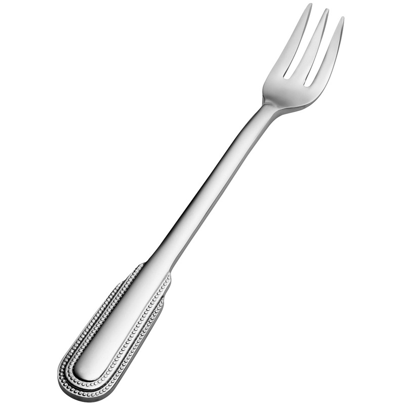 Bon Chef S2408 Empire 5 5/8″ 18/10 Stainless Steel Oyster / Cocktail Fork – 12/Pack