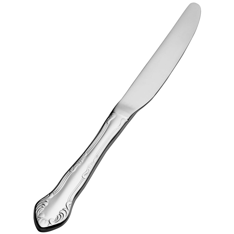 Bon Chef S2517 Elegant 6 15/16″ 13/0 Stainless Steel Extra Heavy Weight European Solid Handle Butter Knife – 12/Pack