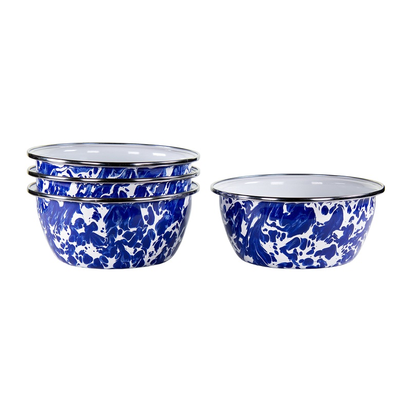 Cobalt Swirl Salad Bowls – Set of 4, Cobalt