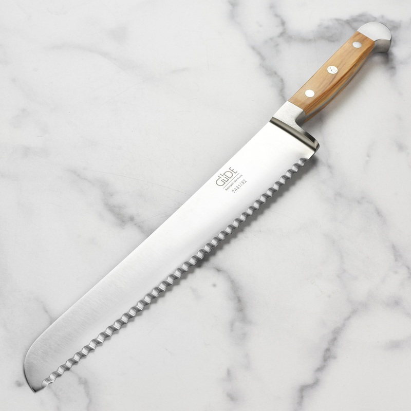 Franz Gude 12.6″ Large Bread Knife with Olive Wood Handle, Ambidextrous