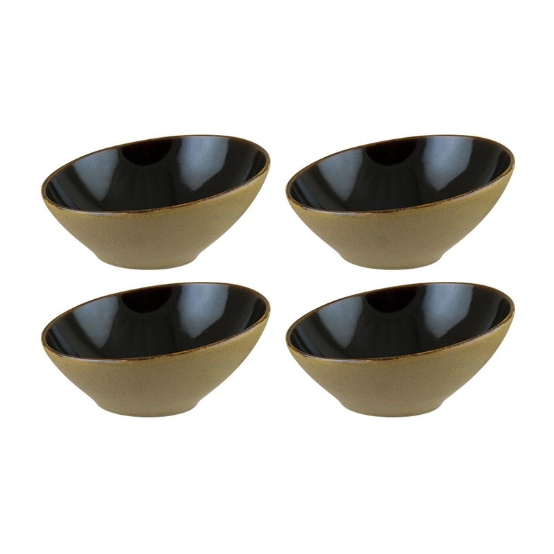 Sphere Earth dia.6.5″ h:3″ 12 oz. Round Black Porcelain Bowl (Set of 4)