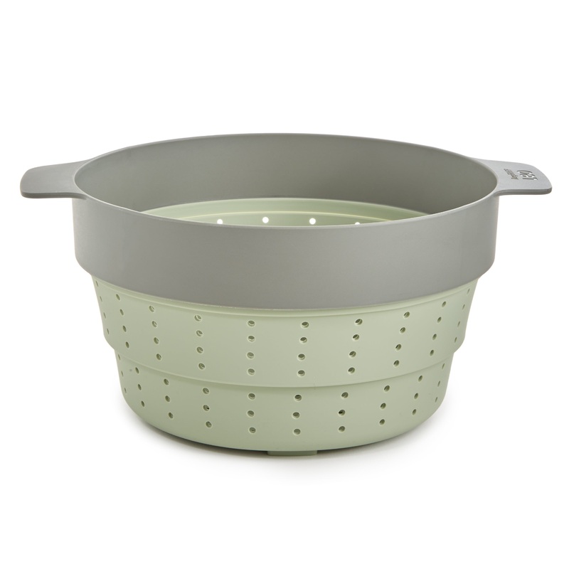 BergHOFF Balance Nonstick Silicone Collapsible Steamer Basket & Strainer 10″, Recycled Material, Sage