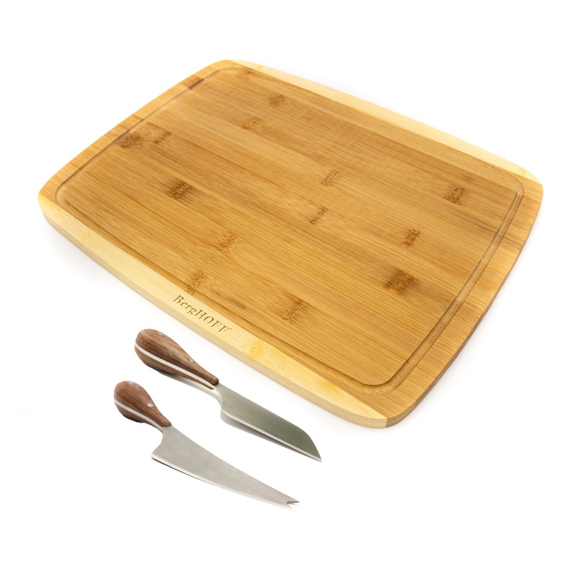 BergHOFF Bamboo 3Pc Rectangle Board  and Aaron Probyn Cheese Knives Set