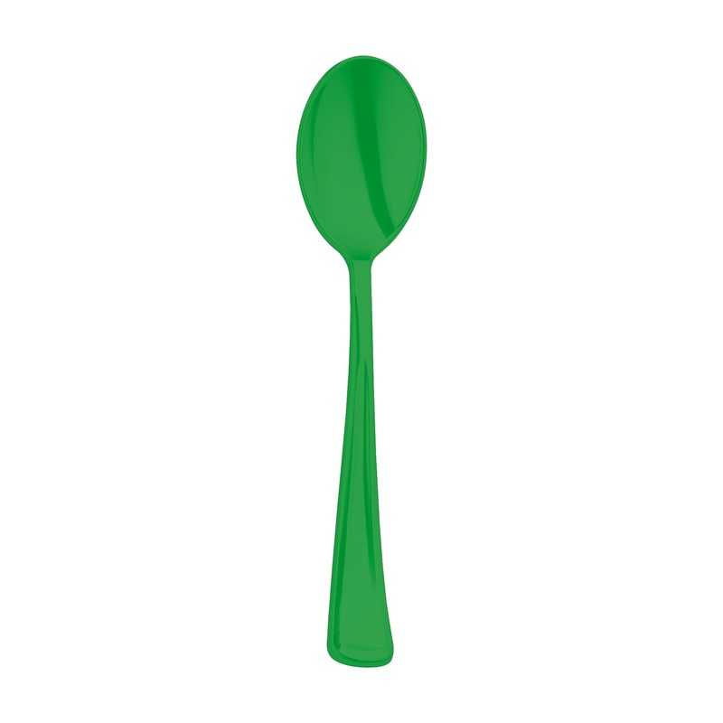 Green Disposable Plastic Party Spoons