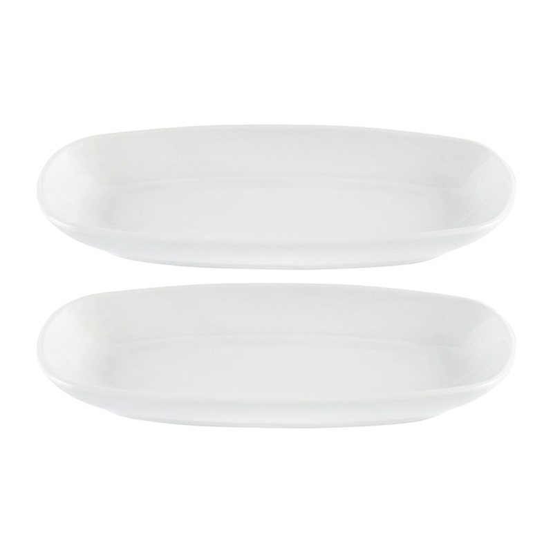 Porcelain Delta-Coupe 9.25″ x 6.25″ x h:1″ Oval White Porcelain Platter (Set of 2)