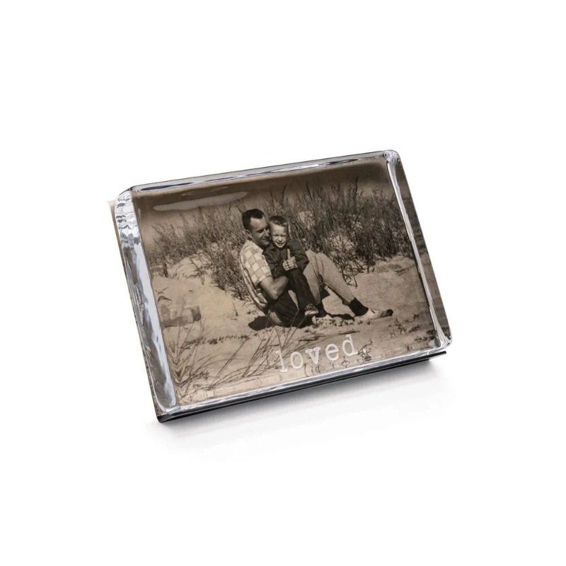 Simon Pearce Woodbury “Loved” Horizontal Photo Block 4″ x 6″ x 1″